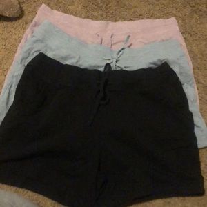Three pack of comfy shorts size large